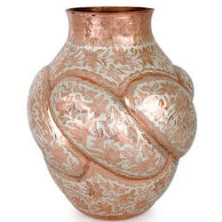 Poinsettias Large Copper and Silver Vase