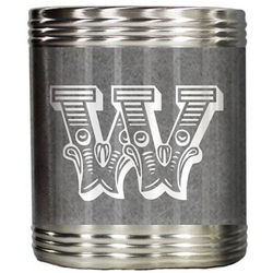 Personalized Initial Grey Striped Stainless Steel Beer Koozie