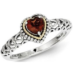 Garnet Heart Ring in Sterling Silver