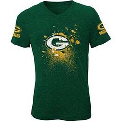 Green Bay Packers Splatter V-Neck Youth T-Shirt