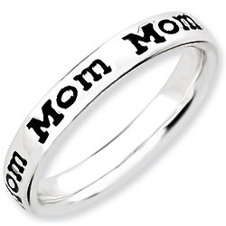 Sterling Silver Stackable Mom Ring