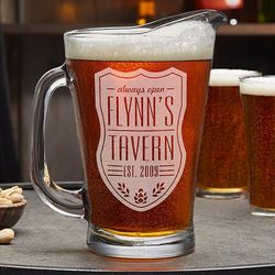 Personalized Beer Label Glass Pitcher
