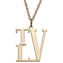 Gold Over Sterling Small Modern 3-Initial Pendant