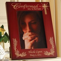 Personalized Cherry Wood Confirmation Picture Frame