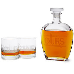 Yours, Mine, and Ours Engraved Decanter Set