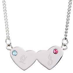 Custom Birthstone Joined Hearts Necklace
