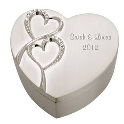 Personalized Wedding Silver Heart Keepsake Box