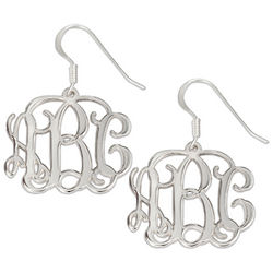 Personalized Trendy Sterling Silver Monogram Earrings