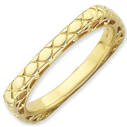 Polished Gold Plated Stackable Square Ring
