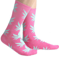 Puff Puff Pink Cannabis Socks