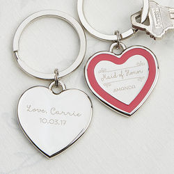Bridesmaid's Personalized Heart Key Ring