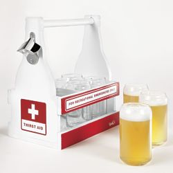 Thirst Aid: For Recreational Emergencies Beer Carrier and Glasses