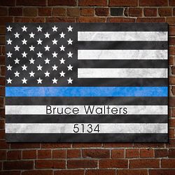 Police Officer's Personalized Proud to Serve US Flag Wall Art