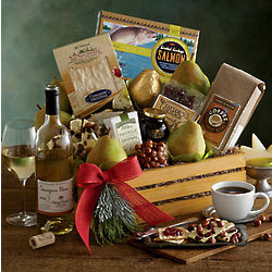 Deluxe Northwest Snack Gift Basket with Wine