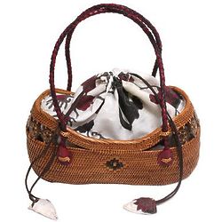 Lombok Basket Ate Grass Batik Handle Handbag