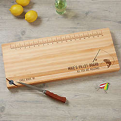 Personalized Fish Fillet Cutting Board with Knife Sharpener