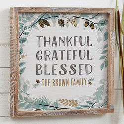 Thankful Fall Floral 12" x 12" Personalized Framed Wall Art