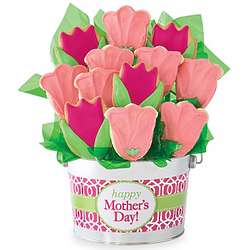 Mother's Day Pink Tulip Cookie Flower Pot