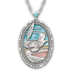 Native American Inspired Eagle Turquoise Pendant Necklace