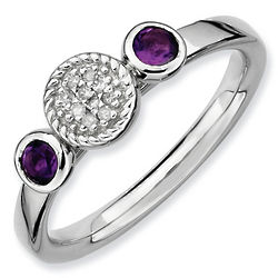 Stackable Expressions Diamond and Amethyst Sterling Silver Ring