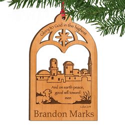 Personalized Bethlehem Town Wooden Christmas Ornament