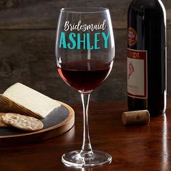 Bridal Party Personalized Wedding Red Wine Glass