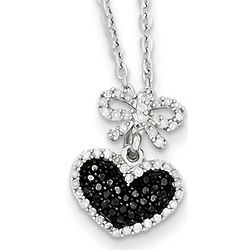 Black Diamond Bow and Heart Necklace