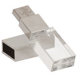 4 Gigabyte Crystal USB Flash Drive with White LED Light