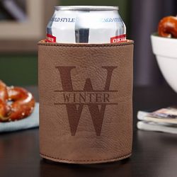 Oakmont Personalized Chestnut Faux Leater Beer Koozie