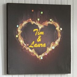 Personalized Fire Heart LED Canvas Art Print