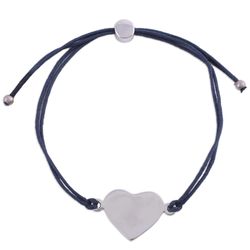 Heartfelt Shimmer Sterling Silver Bracelet in Navy