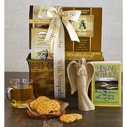 With Sympathy and Support Angel and Book Gift Basket