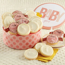 Baby Girl Buttercream Frosted Vanilla Cut-Out Cookies Gift Tin
