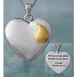 Personalized Gold Tear Memorial Heart Necklace