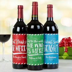 Personalized Holiday Cheer Wine Bottle Labels