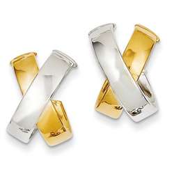Italian Two-Tone 14k Gold X Hoop Earrings
