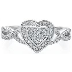 Diamond Heart Ring in Sterling Silver