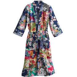 Colorful Patches Kimono Robe with Floral Design
