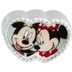Double Heart Mickey and Minnie Enamel Bead in Sterling Silver