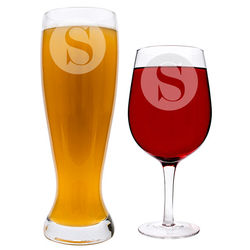 Personalized Single Initial Extra Large Novelty Beer & Wine Glass