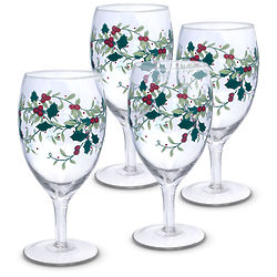 4 Iced Beverage Glasses in Red and Green