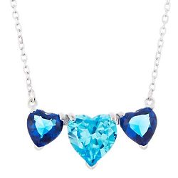 3-Birthstone Heart Sterling Silver Necklace