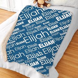 Boy's Personalized Word-Art Sherpa Blanket