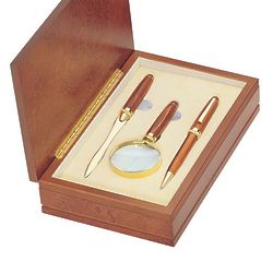 Deluxe Rosewood Pen, Letter Opener and Magnifier Gift Set