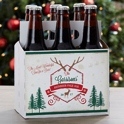 Personalized Holiday Brew 6 Pack Bottle Carrier