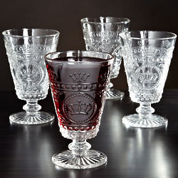 Clear Queen's Crest Footed Wine Glasses