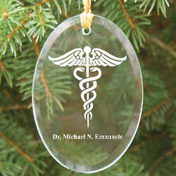 Medical Engraved Oval Glass Ornament