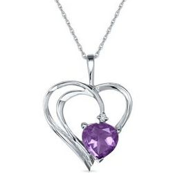 Heart-Shaped Amethyst Pendant with Diamond Accent in 10K Gold