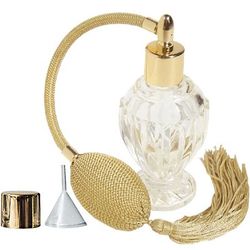 Gold Tassel Topped Vintage Style Refillable Glass Perfume Bottle