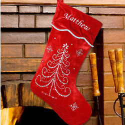 Embroidered Rhinestone Christmas Stocking